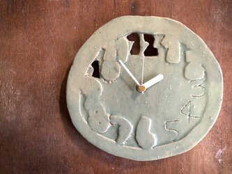 青磁　22cm掛け時計の画像