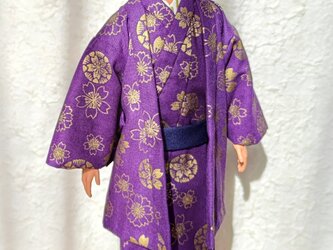「金花紋…本紫」30cm男子ドール着物と羽織りの画像