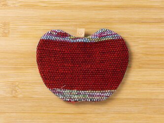 裂織りんごコースター　赤/521の画像
