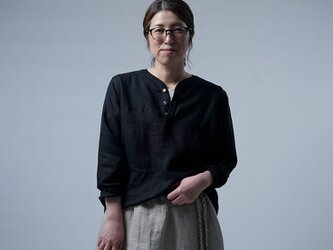 【wafu】Linen Shirt スリーピングシャツ / 黒色 t030e-bck1の画像