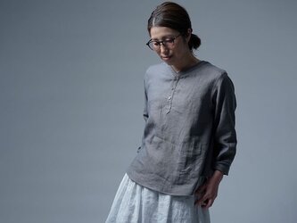 【wafu】Linen Shirt スリーピングシャツ / 鈍色(にびいろ)  t030e-nib1の画像
