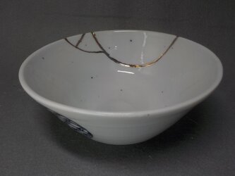 ご飯茶碗　１９　染付け金継ぎ　２の画像