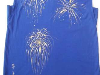 夜空に輝く夏の花　注文　手描きシャツ　一点物　持ち込みの画像