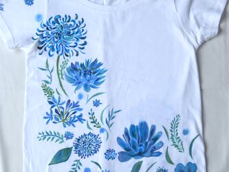 碧重なる蒼い花　注文　手描きシャツ　一点物の画像