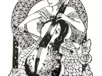 額装済み切り絵作品・四重奏-安の画像