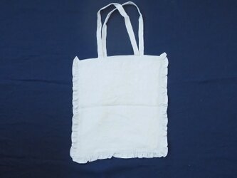 Linen frilled tote bag NATURALの画像