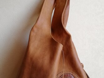 【vintage】leather my bag Ｍ　ブラウン　オイルシュリンクレザーの画像