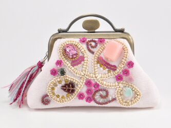 ガーゼとビーズ刺繍の小さながま口 sparkle 27の画像