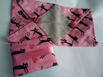 廃盤　ピンク　猫　★ティッシュボックスカバー、ポケットティッシュカバーの画像