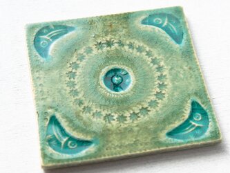 【送料無料】フラットプレート（タイル皿）- 浅葱ペルシャ（A）の画像
