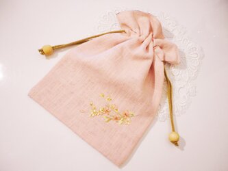 桜デザイン刺繍入り巾着の画像