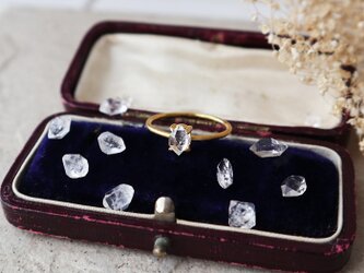 【18KGP】NY産ハーキマーダイヤモンドの一粒リング＊4月誕生石の画像