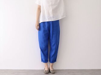 夏ブルーのリネンテーパードパンツ　  No.213の画像