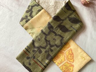 銘仙×コットン総刺繍の小さな襟巻き2130C ストール ネックウォーマー レース リバーシブル 着物リメイクの画像