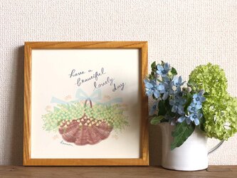「スズランの花かご」20cm角ポスター（文字入り／なし）の画像