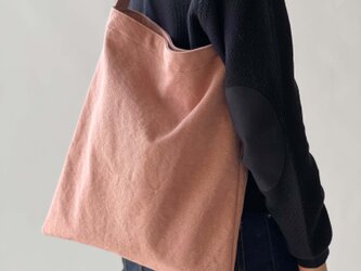 やさしい布のミニマルバッグ【スモーキーコーラル】帆布　A4の画像