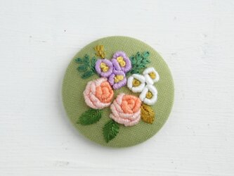 薔薇の花束　ピンク　刺繍ブローチ　【受注製作】の画像