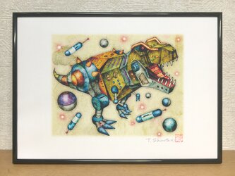 デジタル版画 『キカイ・ティラノサウルス』  A4サイズ　（作品のみ）の画像