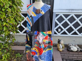 着物リメイク　手作り　旗　バルーン　ジャンパースカートの画像