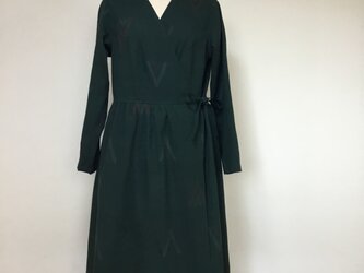 カシュクールワンピース　　　　グリーン　　　紬　　30％OFFの画像