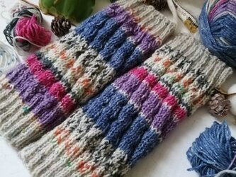 【Ｓ】ユアスマイル〜オパール毛糸の短いスパイラル編みレッグウォーマーの画像