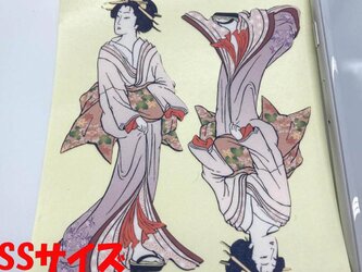 日本画オリジナルステッカー　浮世絵　2枚セット　SSサイズ　UV耐水　輪郭カット済みの画像