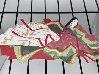 日本画オリジナルステッカー　十二単衣　LLサイズ　UV耐水　輪郭カット済みの画像