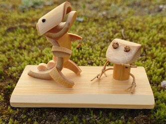 竹細工～カエル＆恐竜の画像