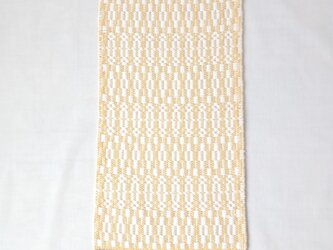 【手織】ローゼンゴン織の卓上マット（カスタードクリーム×スノーホワイト）の画像