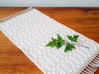 【手織】ローゼンゴン織の卓上マット（カスタードクリーム×スノーホワイト）の画像
