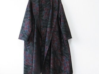 ＊アンティーク着物＊花模様泥大島紬のへちまカラーローブ（５マルキ・大きめサイズ）の画像