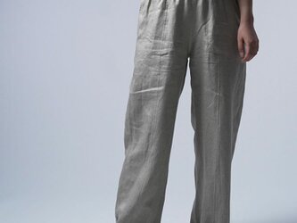 【プレミアム】 ゆったりしすぎない Linen pants リネン100% バギーパンツ / フラックス b011f-flx1の画像