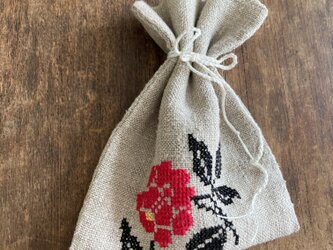ウクライナ・リネン100%★手刺繍★クロスステッチ★ポプリサシェ③★サンタマリアノヴェッラ・ポプリ入りの画像