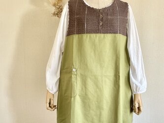 鶯色チノクロスバルーンジャンパースカート(こげ茶M～L）の画像