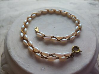 ヴィンテージ　Rice pearl chain bracelet　20㎝の画像