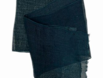 kaya0048f　麻布　蚊帳の解き 140cm　藍とキハダ染 色褪せあり 古布 古裂 藍染 ボロ襤褸の画像