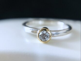 K18YG / SV950 diamond solitaire ring  #10の画像