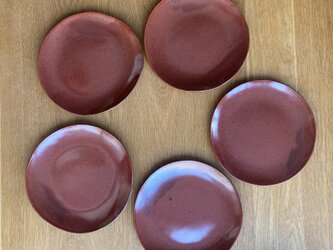 鉄赤お皿と鉄赤カップ(お皿5枚　カップ2個)の画像