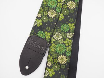 京都金襴＊緑の菊　帆布ギターストラップの画像