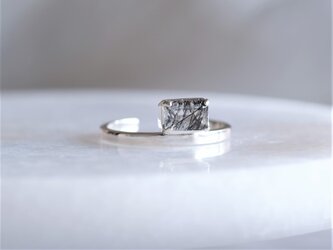 Rectangle ring　ブラックルチルクォーツ　天然石シルバーリング　silver925の画像