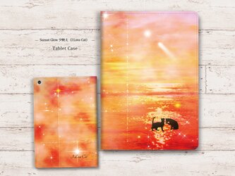 【Sunset Glow（ I Love Cat ）】手帳型タブレットケース（カメラ穴あり/はめ込みタイプ）の画像