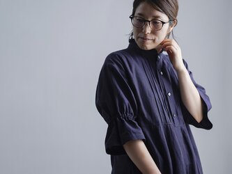 【wafu】Linen Dress 超高密度リネン ワンピース ピンタック /黒紅色(くろべにいろ) a090b-kbi1の画像