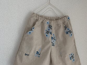 刺繍リネンポケット付きショートパンツの画像