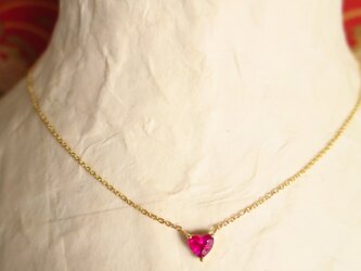 Ｋ18 Heart shaped　Ruby  Necklaceの画像