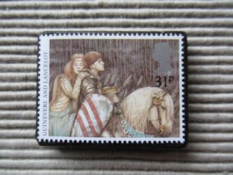 イギリス1985年　童話アーサー王物語切手ブローチ7950の画像