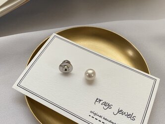 Unisex Silver925 シェルパール（高級日本製貝ミガキパール）タイタック・ピンブローチ・ピンズ　8ｍｍパールの画像