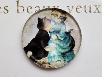 ねこ(7)　ガラスカボション　25ｍｍ　アンティーク調　ハンドメイドの画像