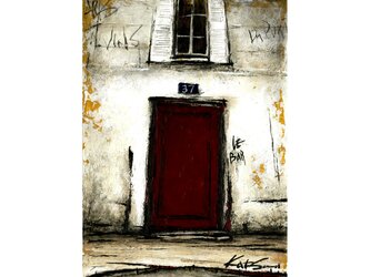 風景画 パリ 油絵「路地裏のBAR」の画像
