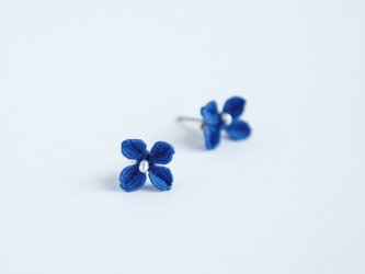 タティングレース×ケシパール　あじさいピアス　ブルーの画像