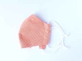 ピンクの小さな水玉と裏地花柄ガーゼがとことんかわいい やわらか手縫いマスク レディース 小さめサイズの画像